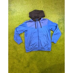 Nike Therma-Fit Mens Blue Chevron Full Zip Hoodie Jacket Medium